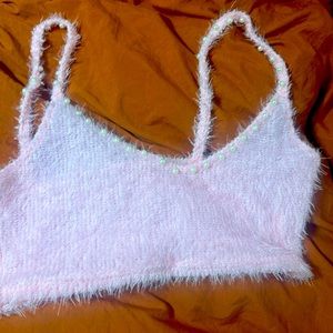 Fuzzy pink sweater with bralette brand new never worn